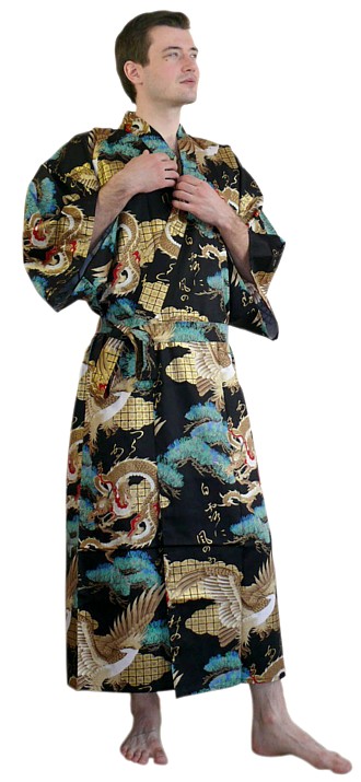 мужской халат- кимоно Тен-Рю, хлопок 100%, Япония
