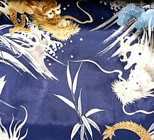 деталь рисунка ткани японского мужского шелкового кимоно