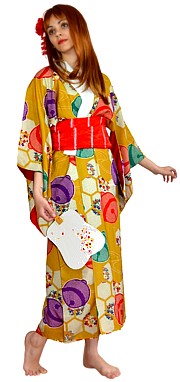 японское антикварное шелковое кимоно , винтаж для дома