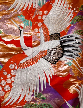 японское Кимоно-накидка с вышивкой: деталь