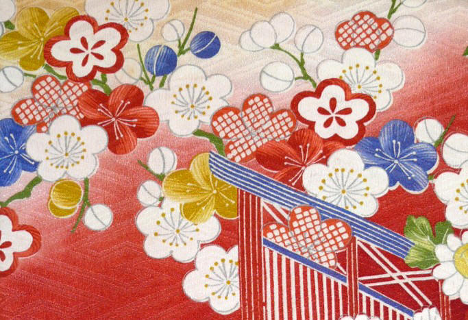 авторский рисунок на шелке старинного хаори