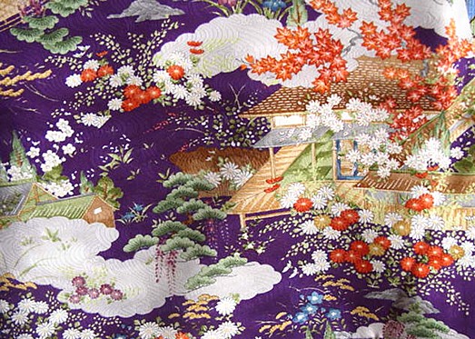 рисунок ткани японского шелкового кимоно